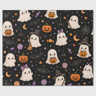 Tiny Ghost Halloween Cute Kawaii Spooky Ghosts S Wrapping Paper