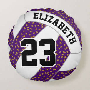 tiny glittery hearts women's volleyball ANY color Round Pillow