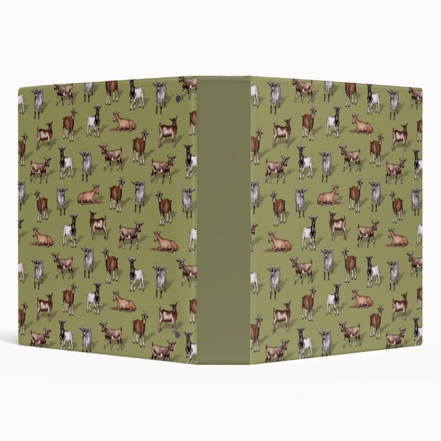 Tiny Goats on Green - Goat Herd Pattern 3 Ring Binder (Background)