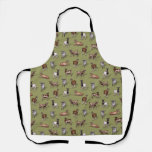 Tiny Goats on Green - Goat Herd Pattern Apron