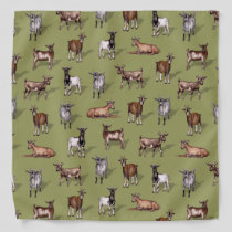 Tiny Goats on Green - Goat Herd Pattern Bandana