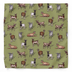 Tiny Goats on Green - Goat Herd Pattern Bandana