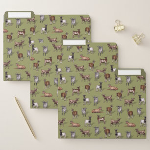 Tiny Goats on Green - Goat Herd Pattern File Folder