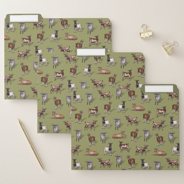 Tiny Goats on Green - Goat Herd Pattern File Folder (Set)