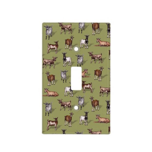 Tiny Goats on Green _ Goat Herd Pattern Light Switch Cover