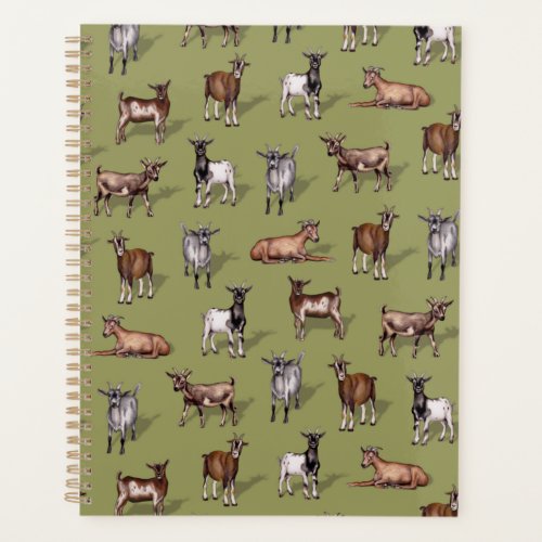 Tiny Goats on Green _ Goat Herd Pattern Planner