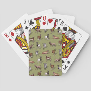 Tiny Goats on Green - Goat Herd Pattern Poker Cards