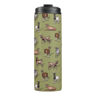 Tiny Goats on Green - Goat Herd Pattern Thermal Tumbler
