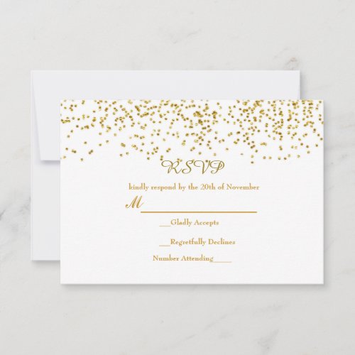 Tiny Gold Dots Confetti Modern Wedding RSVP Card