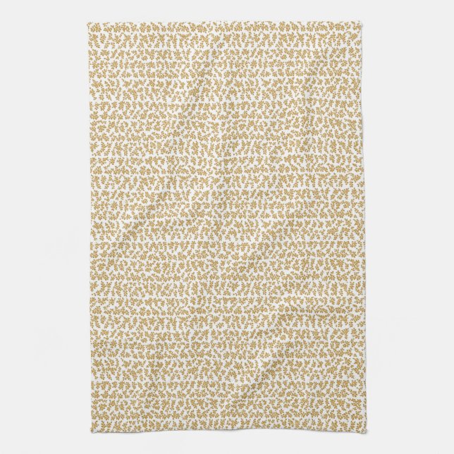 Tiny gold floral pattern kitchen towel (Vertical)