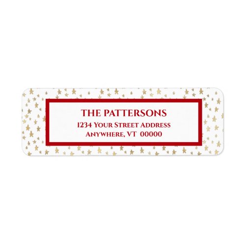 Tiny Gold Stars Red Border Return Address Label