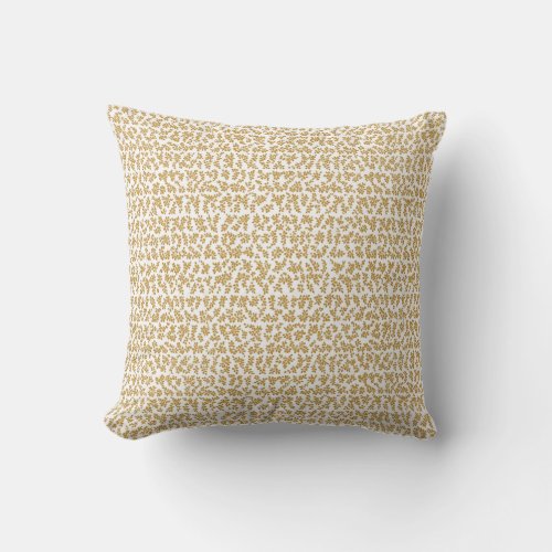 Tiny gold white leaves pattern throw pillow