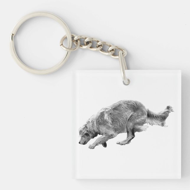 Tiny Golden in Motion Keychain (Front)