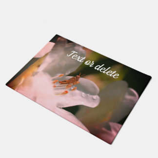 Tiny Grasshopper On Azalea Flower Personalized Doormat