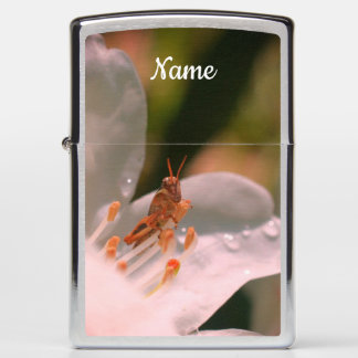 Tiny Grasshopper On Azalea Flower Personalized Zippo Lighter