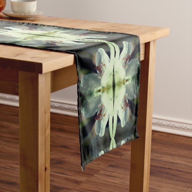Tiny Grasshopper On White Azalea Flower Abstract  Short Table Runner (In Situ)