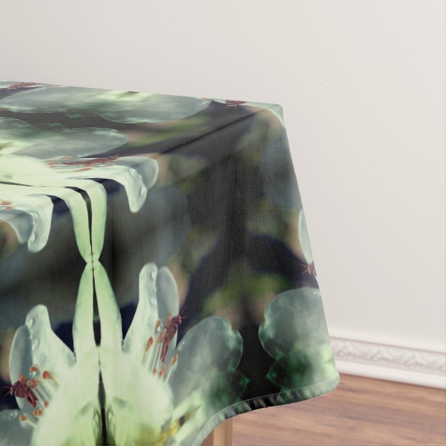 Tiny Grasshopper On White Azalea Flower Abstract  Tablecloth (In Situ)