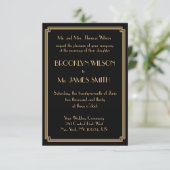 Tiny Great Gatsby Art Deco Black Wedding Invites (Standing Front)