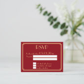 Tiny Great Gatsby Art Deco Red Wedding RSVP Enclosure Card (Standing Front)