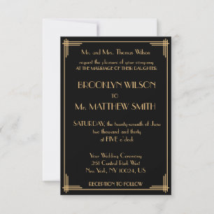 Tiny Great Gatsby Art Deco Wedding Invitations