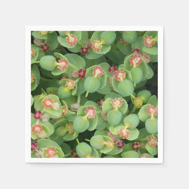 Tiny Green Flora Paper Napkins (Front)