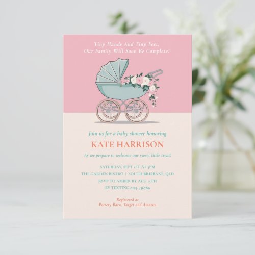 Tiny hands and tiny feet  Baby Shower Invitation