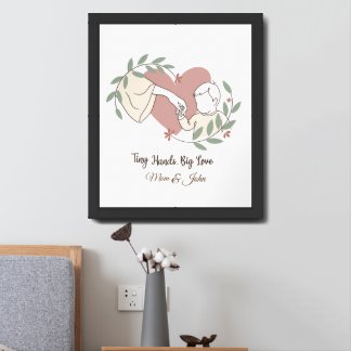 Tiny Hands Big Love Mom Floral Line Art Framed Art