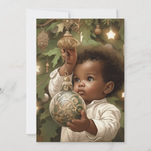 Tiny Hands Reach - Black Baby Holiday Card