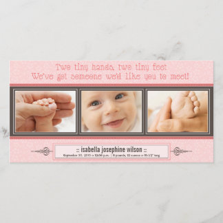 Tiny Hands, Tiny Feet Birth Announcement (pink)