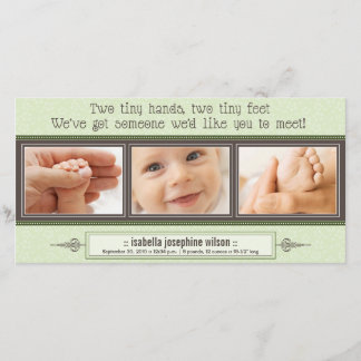 Tiny Hands, Tiny Feet Birth Announcement (sage)