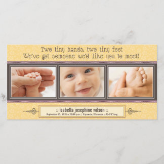 Tiny Hands, Tiny Feet Birth Announcement (yellow)