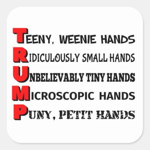 Tiny Hands Trump Sticker White