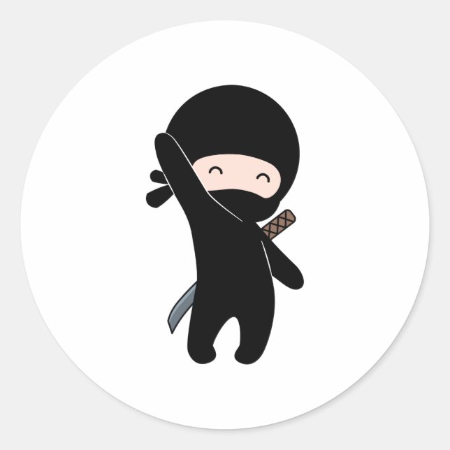 Tiny Happy Ninja Classic Round Sticker (Front)