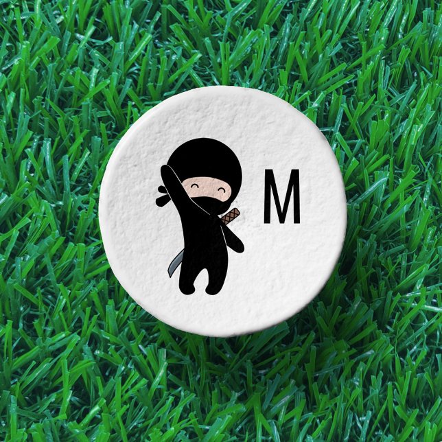 Tiny Happy Ninja Monogram Initial Golf Tees (Creator Uploaded)