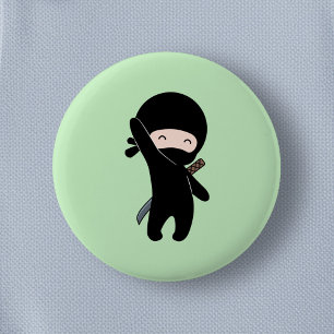 Tiny Happy Ninja on Green Button