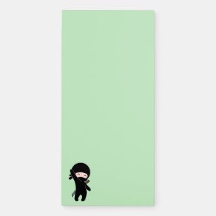 Tiny Happy Ninja on Green Magnetic Notepad