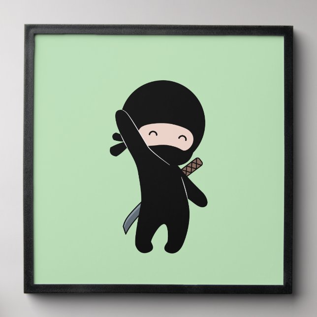 Tiny Happy Ninja on Green Peel And Stick Photo Tile (Front Set)