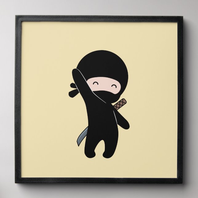 Tiny Happy Ninja on Yellow Peel And Stick Photo Tile (Front Set)