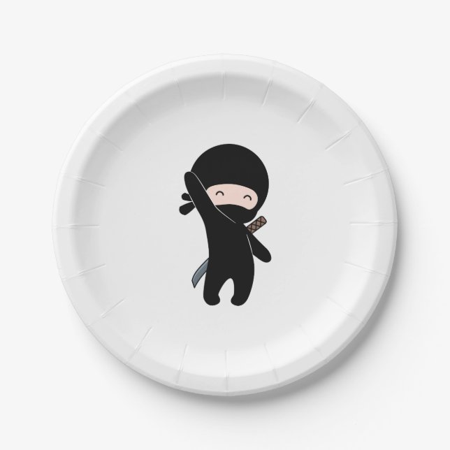 Tiny Happy Ninja Paper Plates (Front)