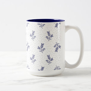 Tiny Harebells - Hungarian Blue-dye Folk Art light Two-Tone Coffee Mug