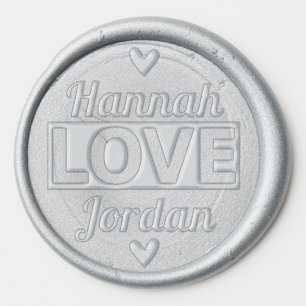 Tiny Heart Symbol 2 Names Wedding Favor Love Word Wax Seal Sticker