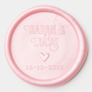 Tiny Heart Symbol Names Date Wedding Favor Simple Wax Seal Sticker