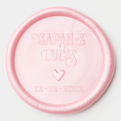 Tiny Heart Symbol Names Date Wedding Favor Simple Wax Seal Sticker