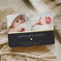 Tiny Heart | Two Photo Foil Birth Announcement