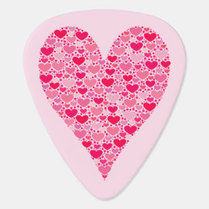 Tiny Hearts Big Heart on Rose Pink Guitar Pick