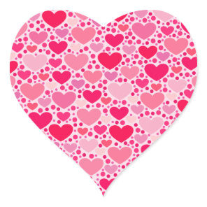 Tiny Hearts Big Heart on Rose Pink Heart Sticker