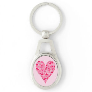 Tiny Hearts Big Heart on Rose Pink Keychain