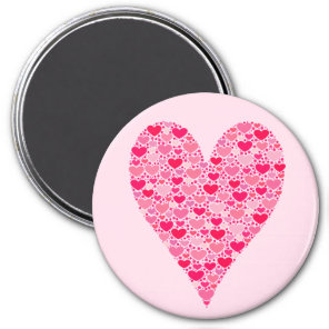 Tiny Hearts Big Heart on Rose Pink Magnet