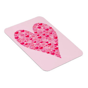 Tiny Hearts Big Heart on Rose Pink Magnet