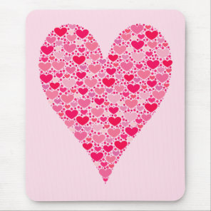 Tiny Hearts Big Heart on Rose Pink Mouse Pad